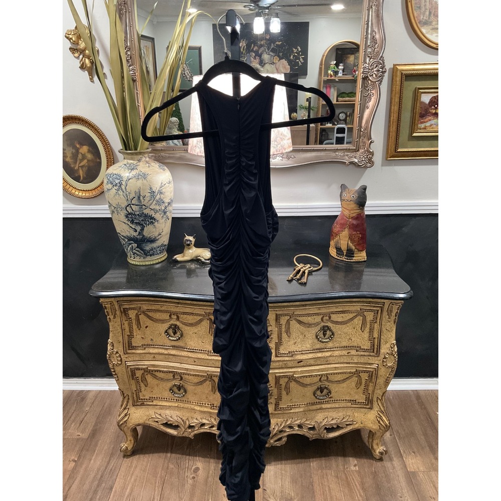 ALC Black Ruched Sleeveless Midi Dress Italian Fabric 8KTDS00103 Womens Small